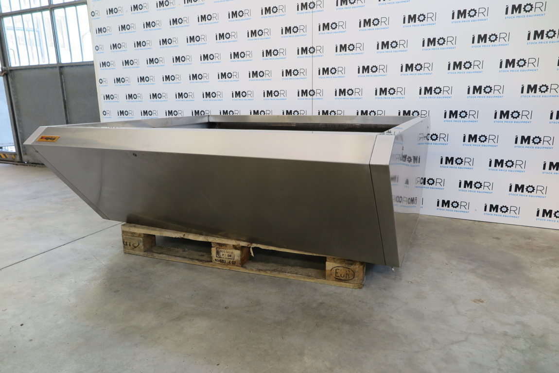Cappa aspirazione usata centrale professionale in acciaio inox con aspiratore 150x140x60h