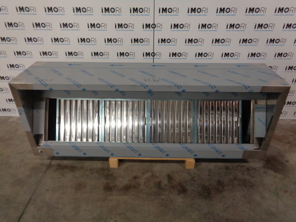 Cappa aspirazione nuova a parete professionale in acciaio inox con luci led 200x70x45h
