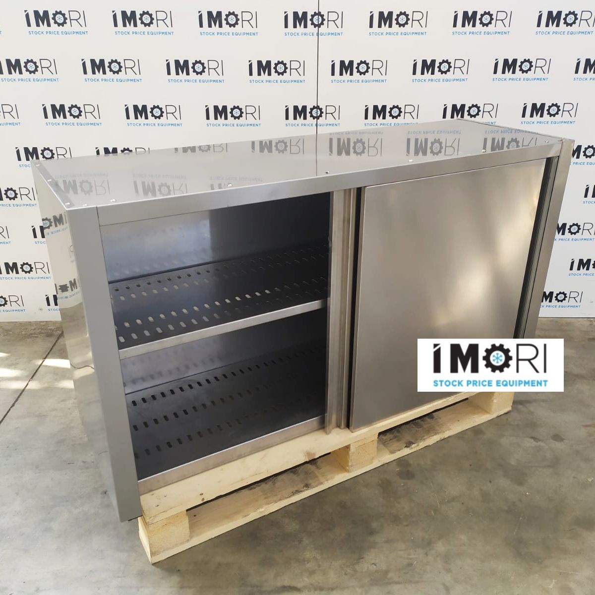 Pensile a parete in acciaio inox usato con ripiani asolati 120x40x66h