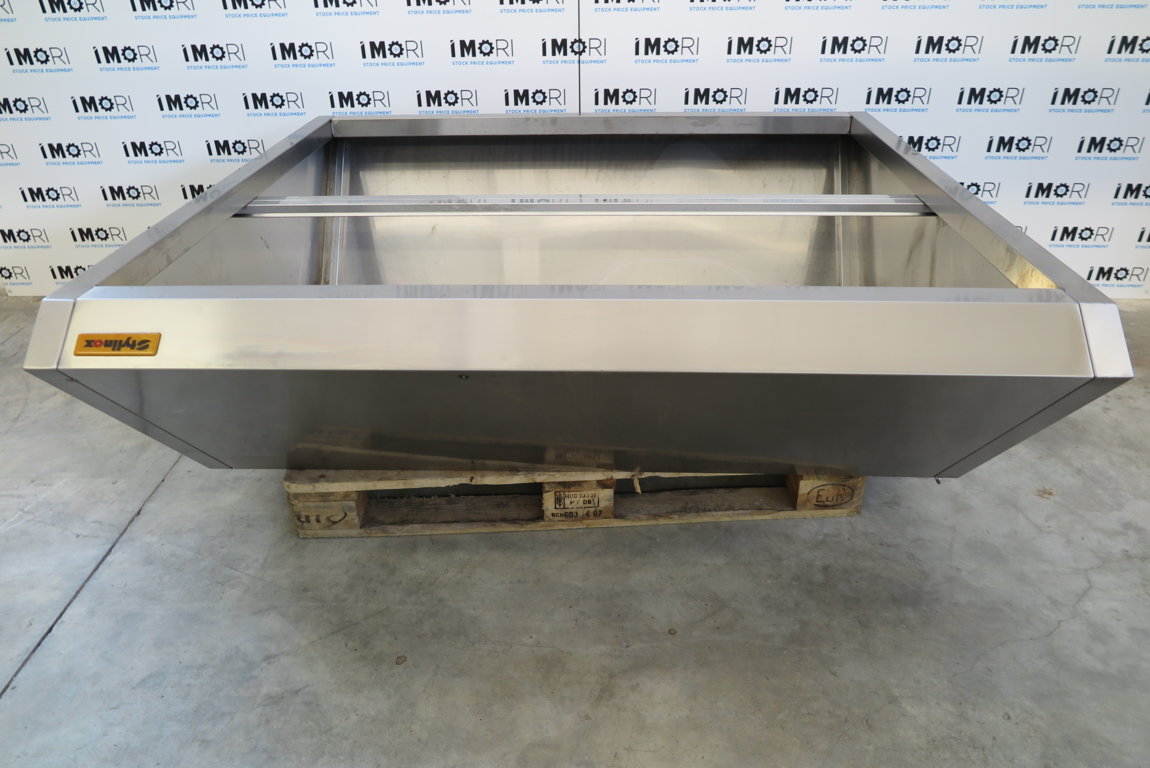 Cappa aspirazione usata centrale professionale in acciaio inox con aspiratore 150x140x60h