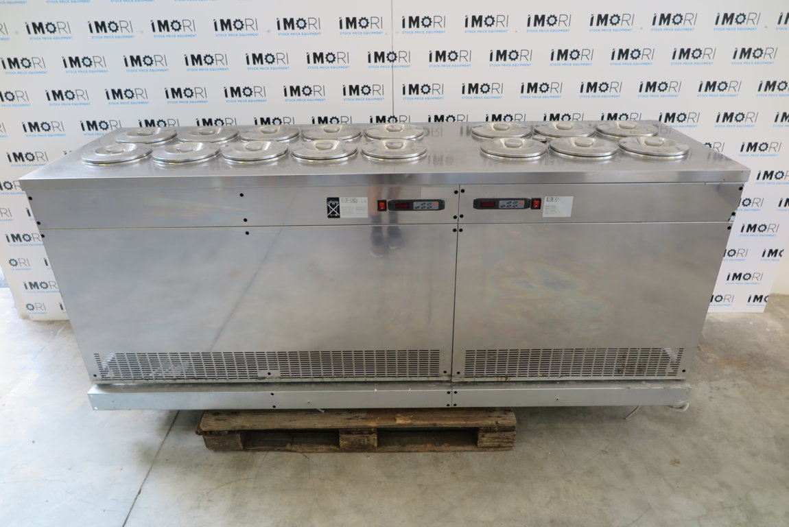 Banco a pozzetti gelateria usato brx 10+6 carapine con riserva