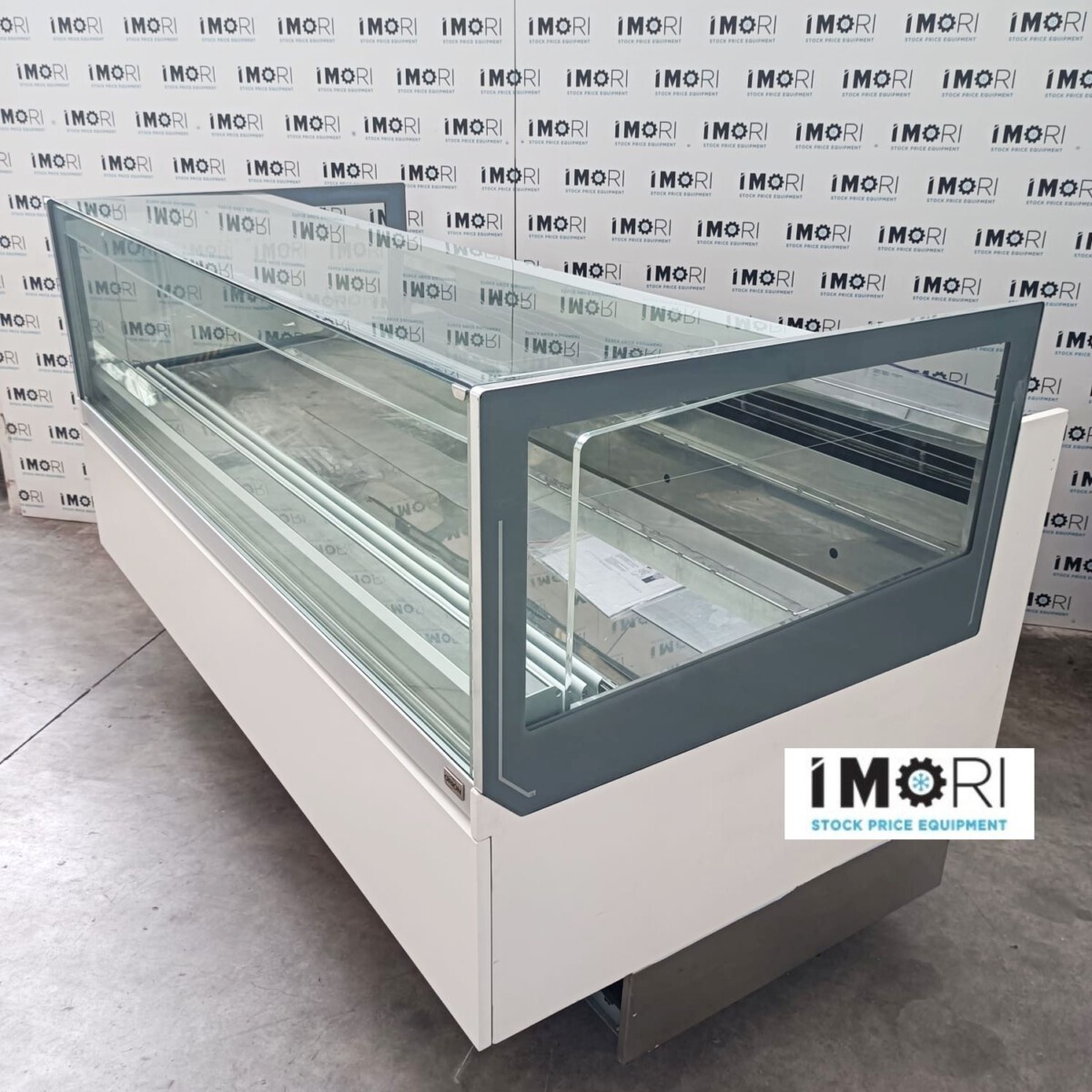 VETRINA GELATERIA USATA ORION KT 24 G12 SENZA PANNELLATURA FRONTALE COLORE MARRONE LATERALE